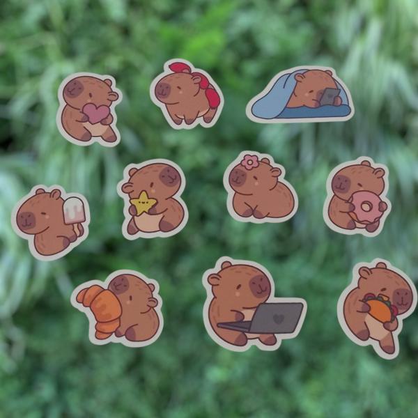 STICKER CAPIBARA P/TERMO RESISTENTES X 10 UNID