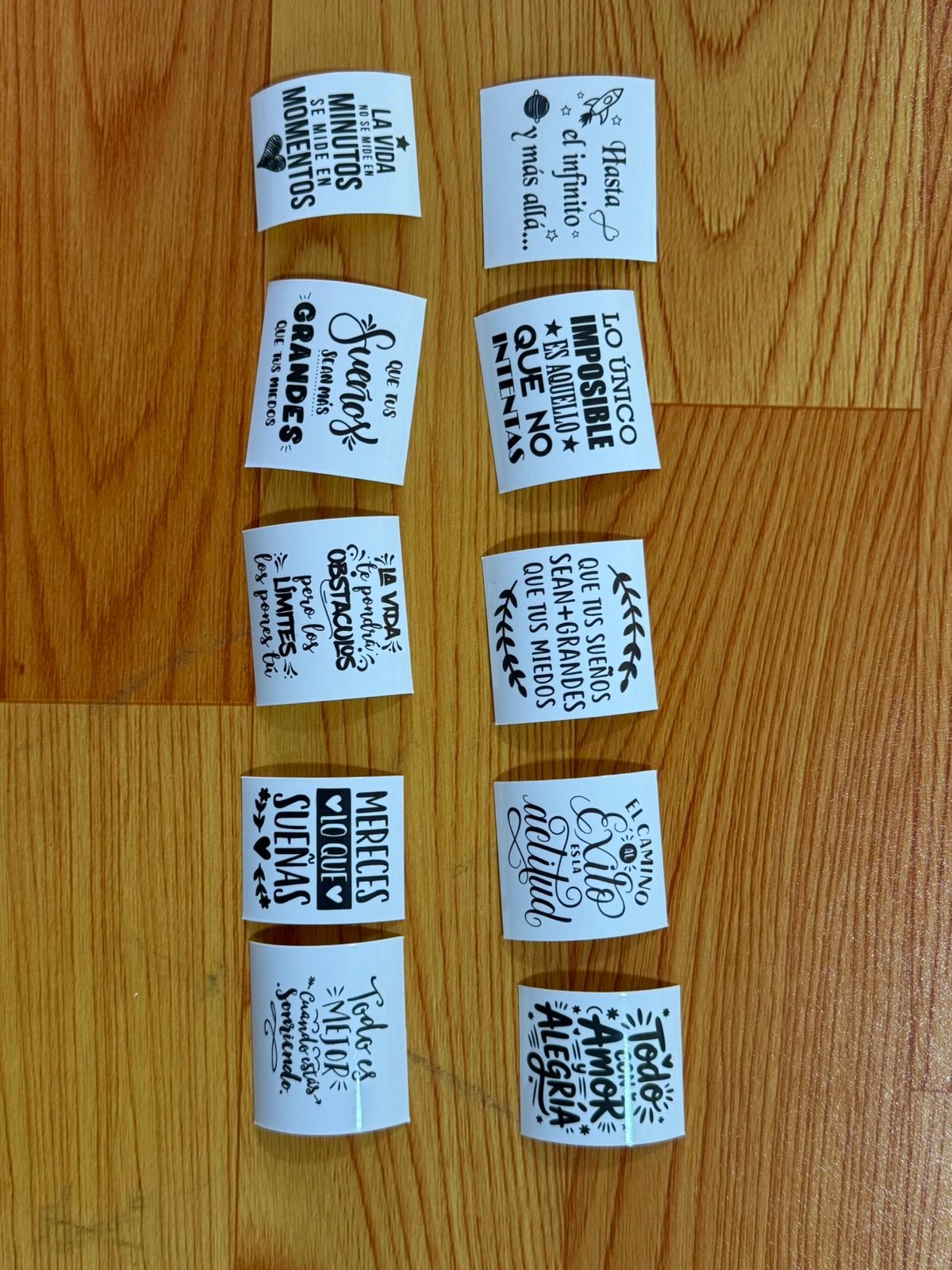 STICKER FRASES III C/DIBUJO P/TERMO RESISTENTES X 10 UNID