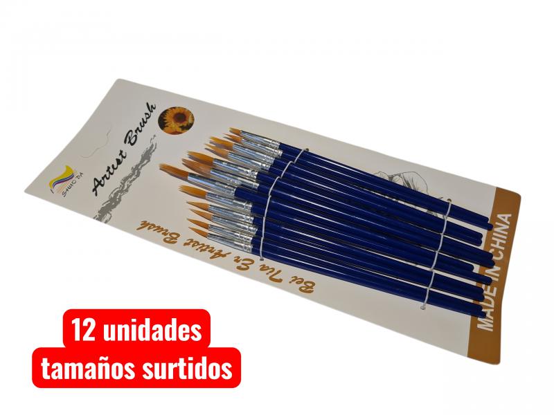 PINCEL REDONDO X 12 UNID EN BLISTER