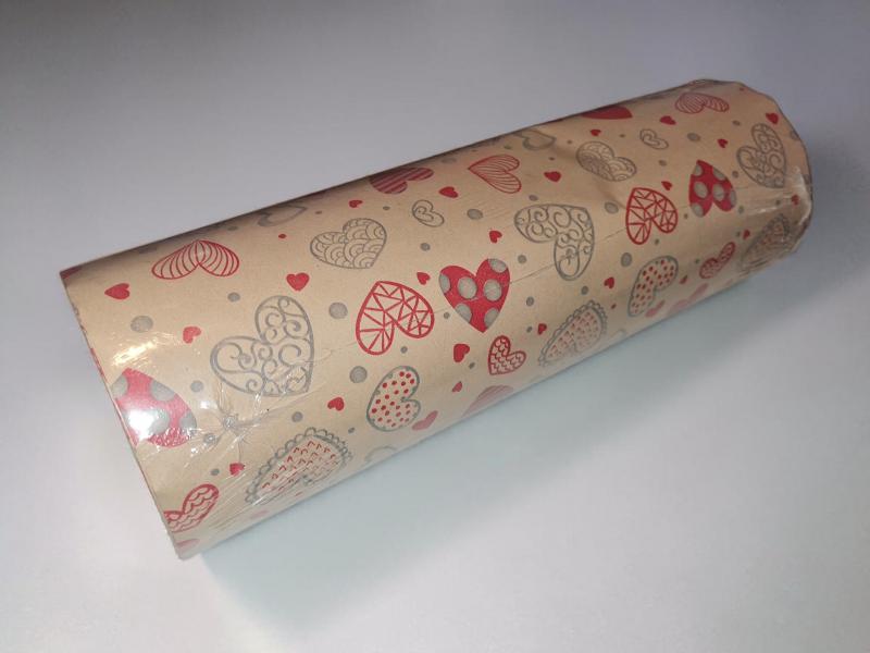 BOBINA X 35 CM KRAFT CORAZONES ROJO (100 MTS)