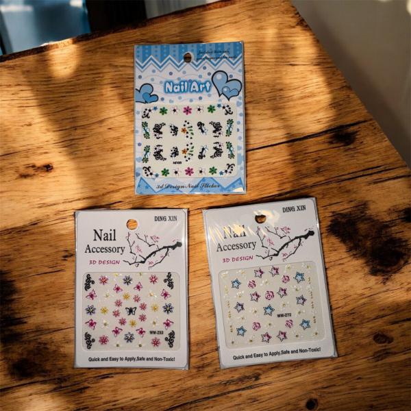 APLIQUE P/UÑAS STICKERS 3D C/COLOR 10 X 7 CM