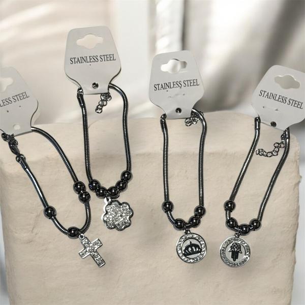 PULSERA TUBULAR C/DIJE CON STRASS