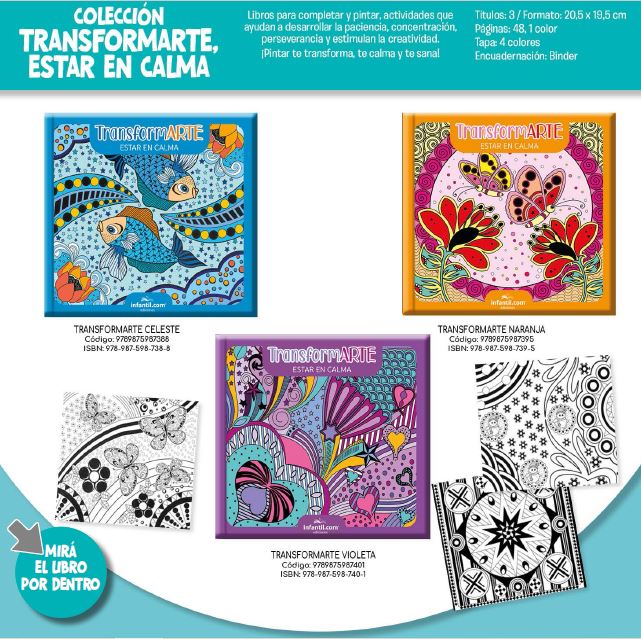 LIBRO TRANSFORMARTE, ESTAR EN CALMA -VIOLETA 21*19