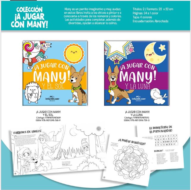 LIBRO A JUGAR CON MANY Y LA LUNA -24 HS 22*22