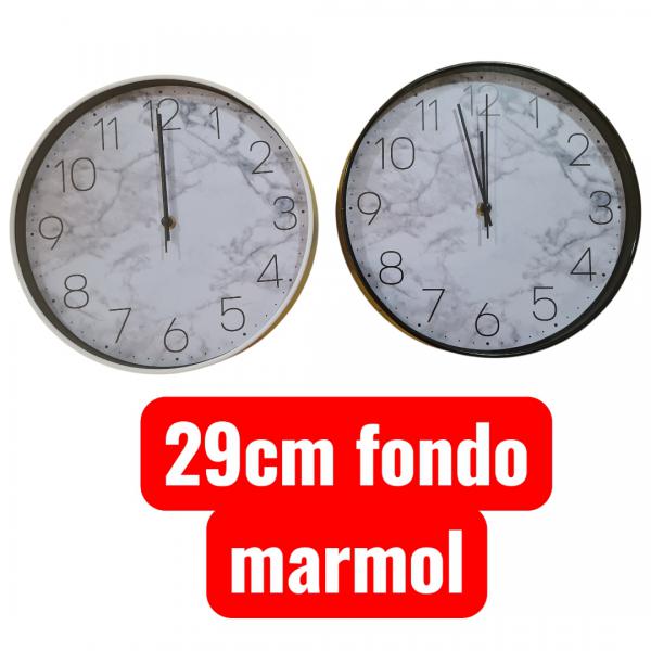 RELOJ DE PARED REDONDO F/SIMIL MARMOL 29CM