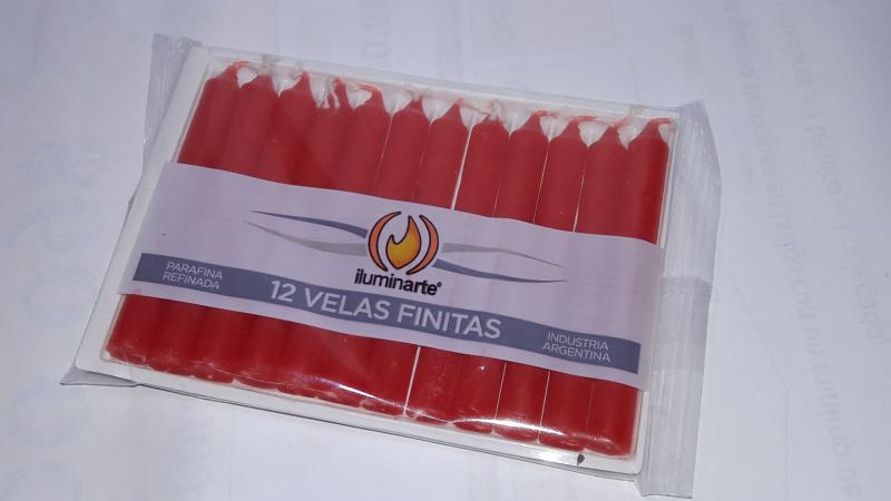 VELA X 12UNID 10CM FINITAS ROJAS