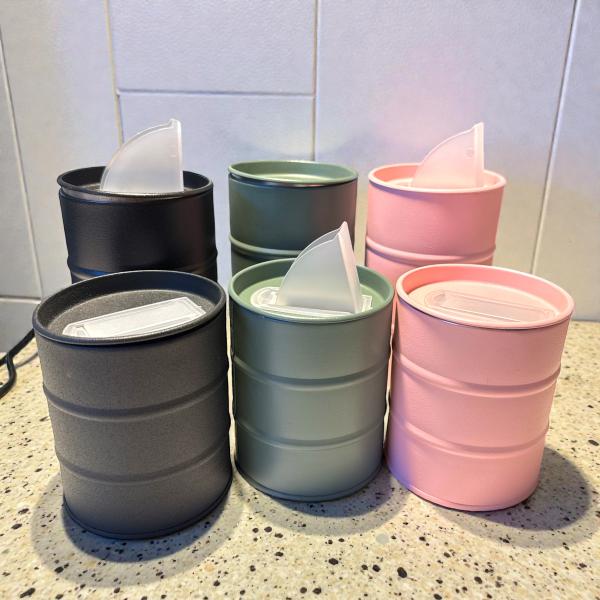 LATAS VERTEDORAS LISAS X 2 (TIPO BARRIL) 14 Y 11CM