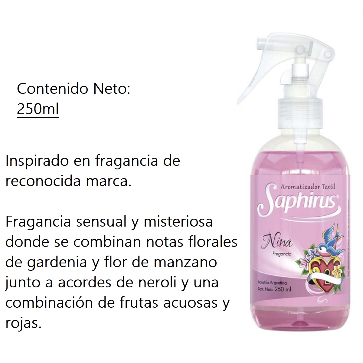 PERFUME P/ROPA SAPHIRUS 250ML NINA