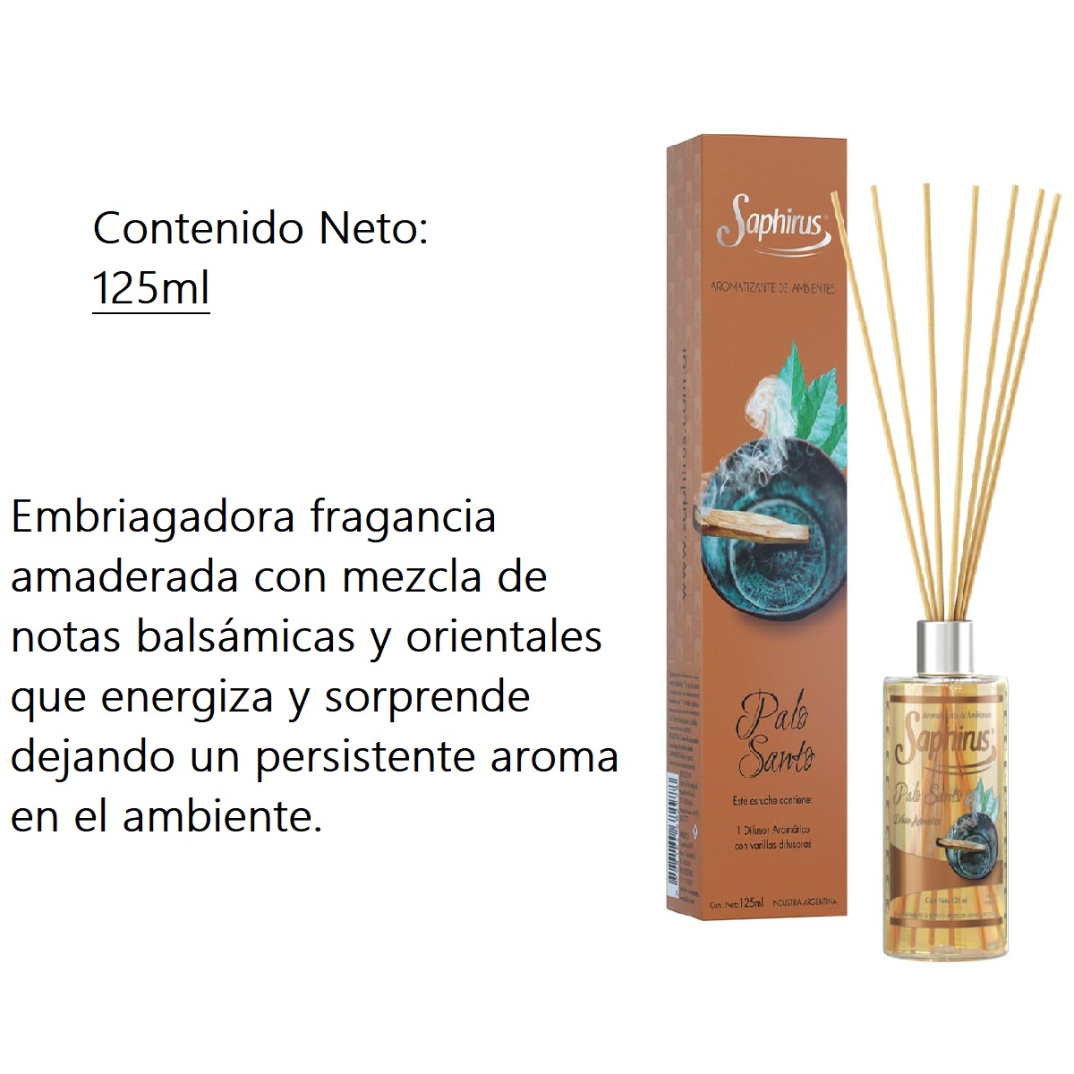 DIFUSOR 125ML SAPHIRUS PALO SANTO