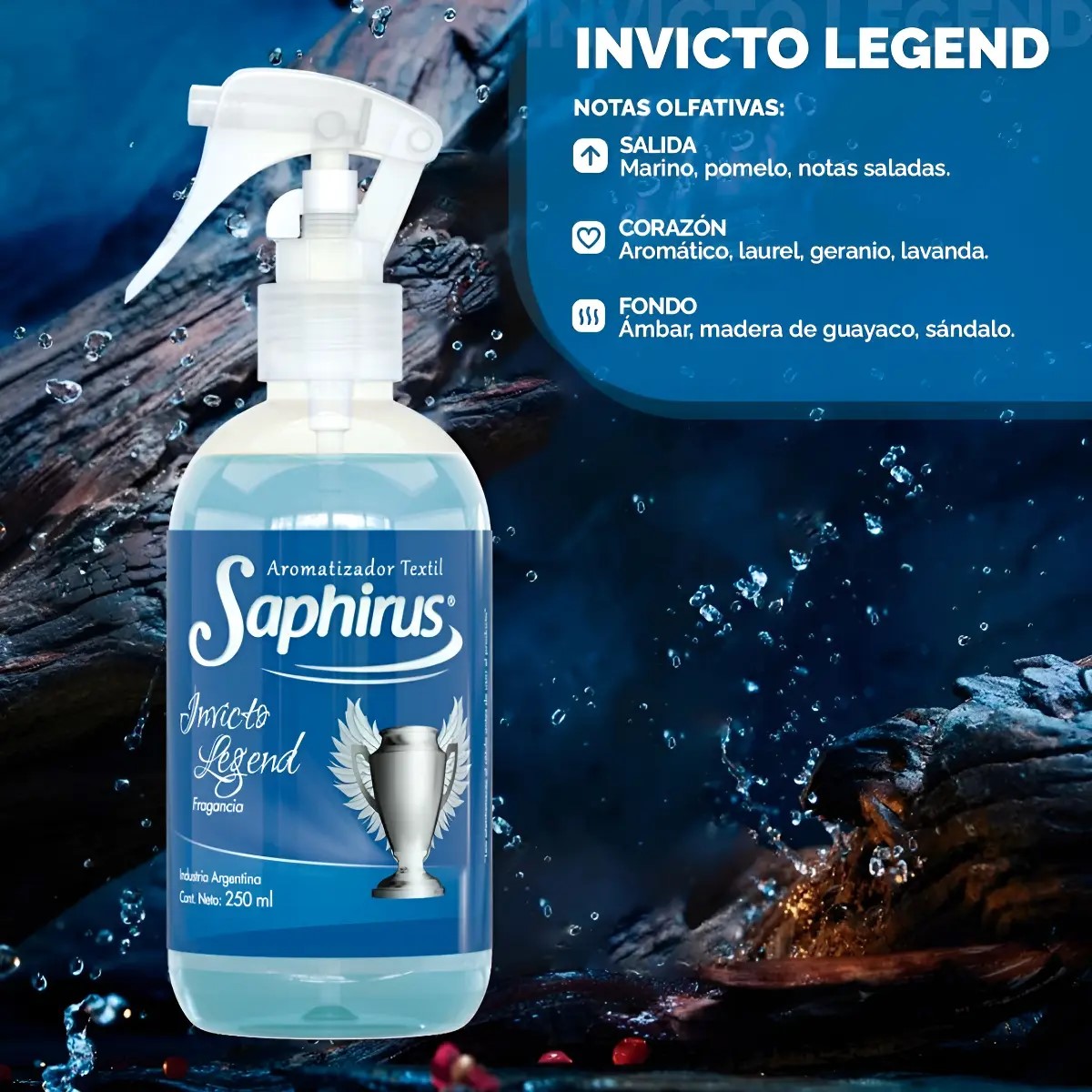 PERFUME P/ROPA SAPHIRUS 250ML INVICTO LEGEND