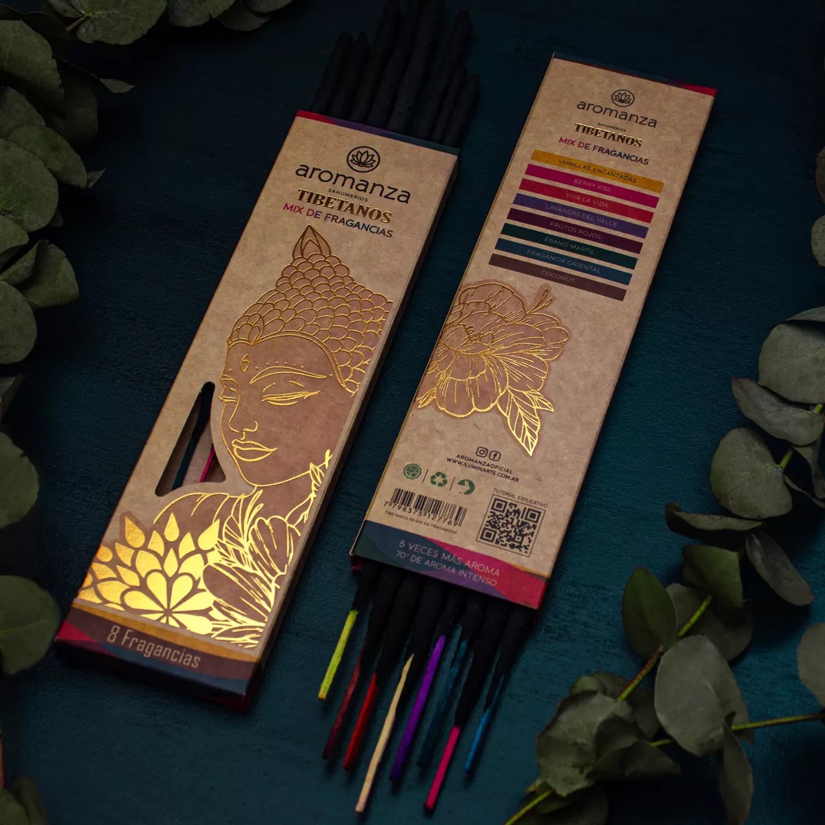 SAHUMERIO TIBETANOS X 8 UNID MIX DE FRAGANCIAS