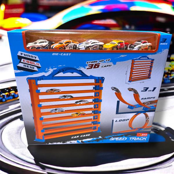 PISTA - ESTANTERIA DE AUTOS X 6 - 32CM