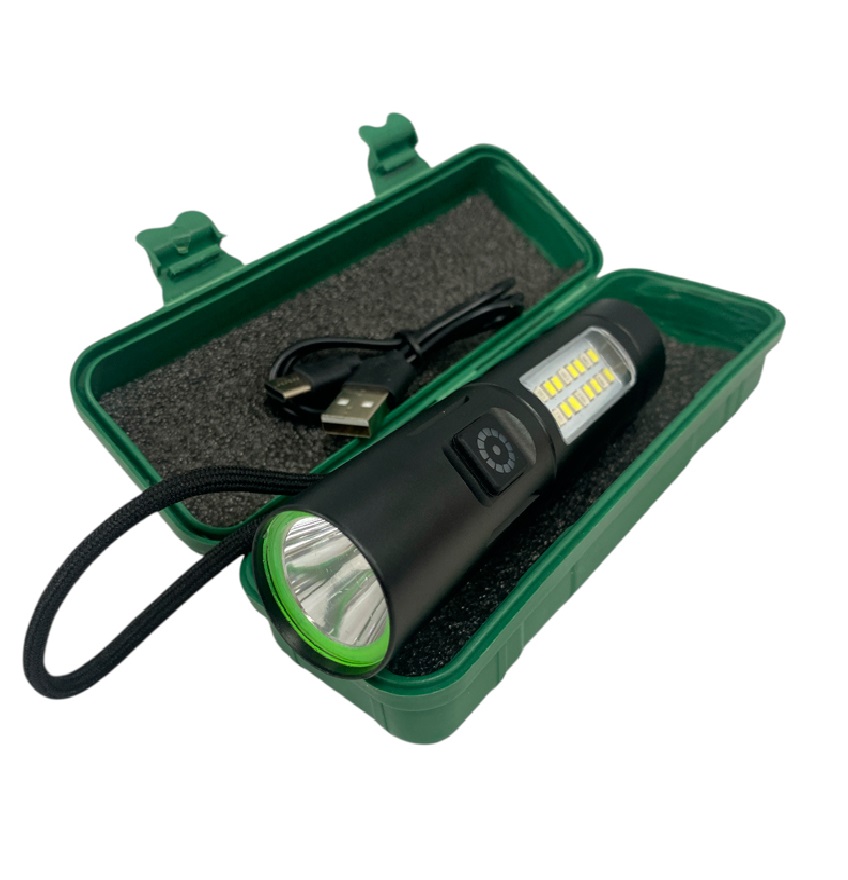 LINTERNA METALICA DOBLE PANEL RECARGABLE USB 14CM