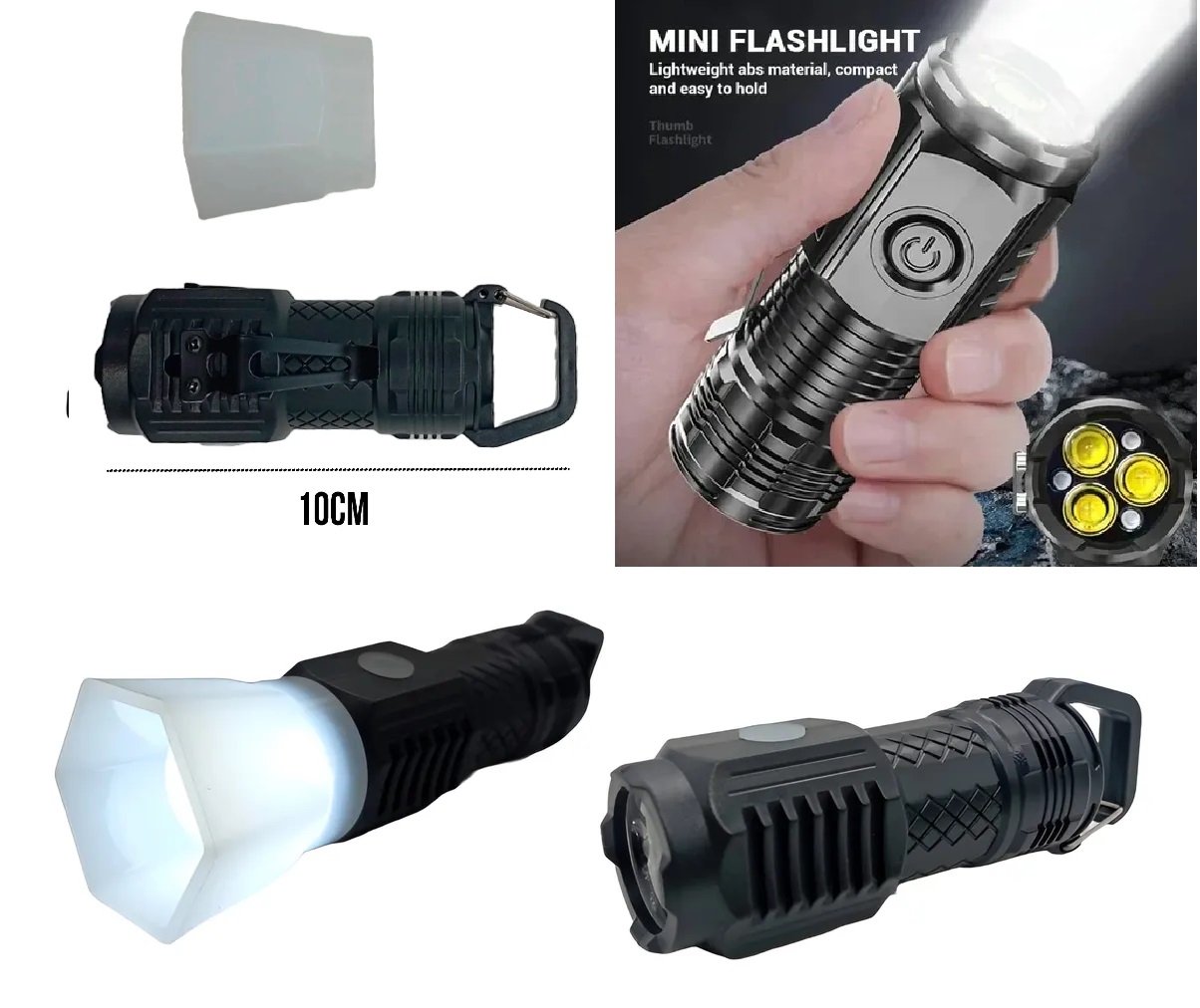 LINTERNA RECARGABLE USB 3 LED 10CM