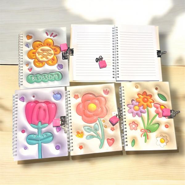 DIARIO INTIMO CON CANDADO 18 CM -DISEÑO FLORAL