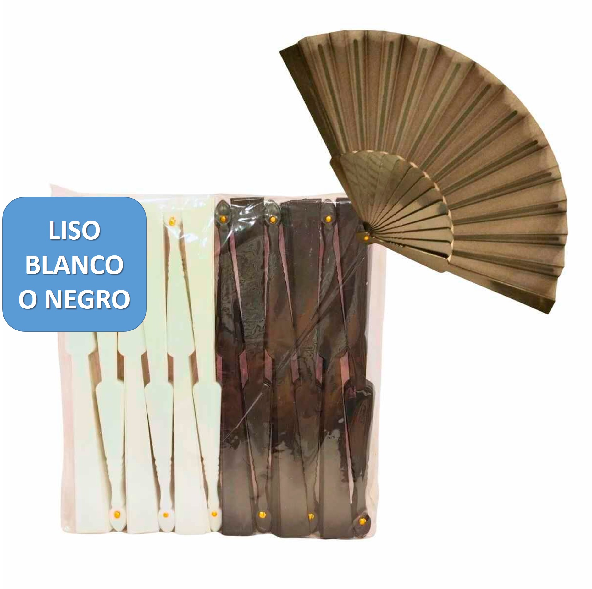 ABANICO BLANCO O NEGRO LISOS