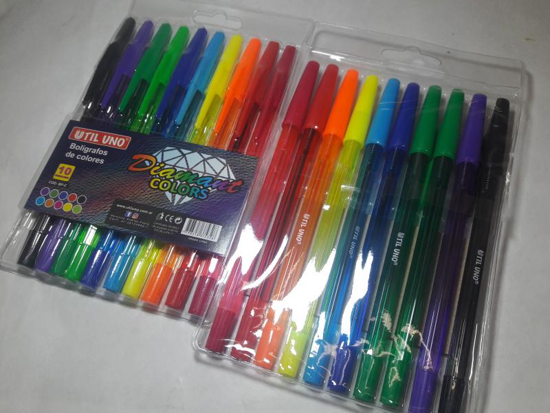 BOLIGRAFO DIAMANT COLOR X 10 UNID UTIL UNO