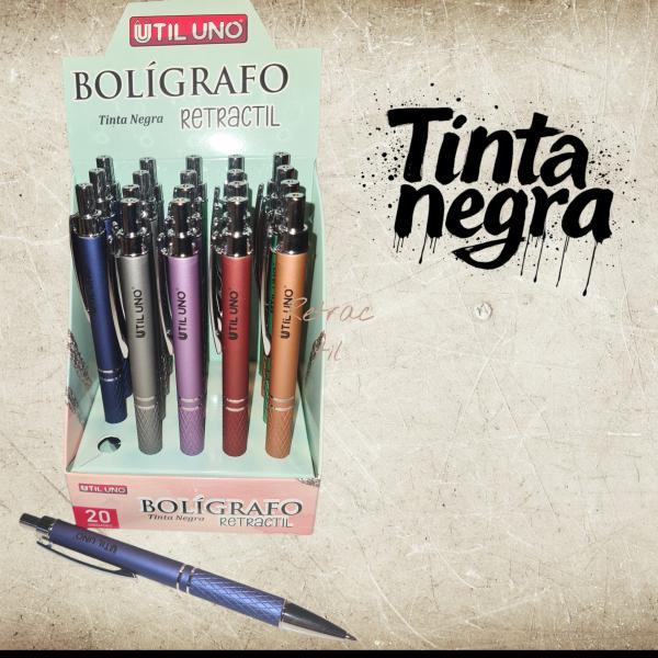 BOLIGRAFO RETRACTIL METALIZADO TINTA NEGRA