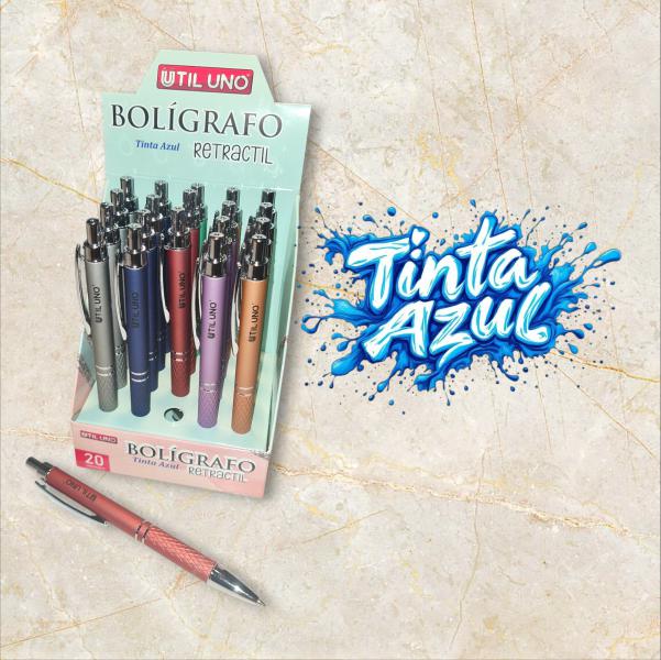 BOLIGRAFO RETRACTIL METALIZADO TINTA AZUL