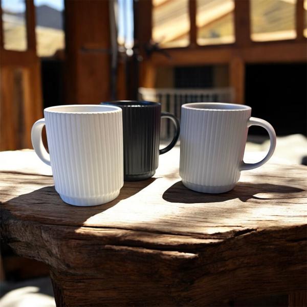 JARRO MUG ESMALTE BRILLANTE C/TEXT A RAYAS