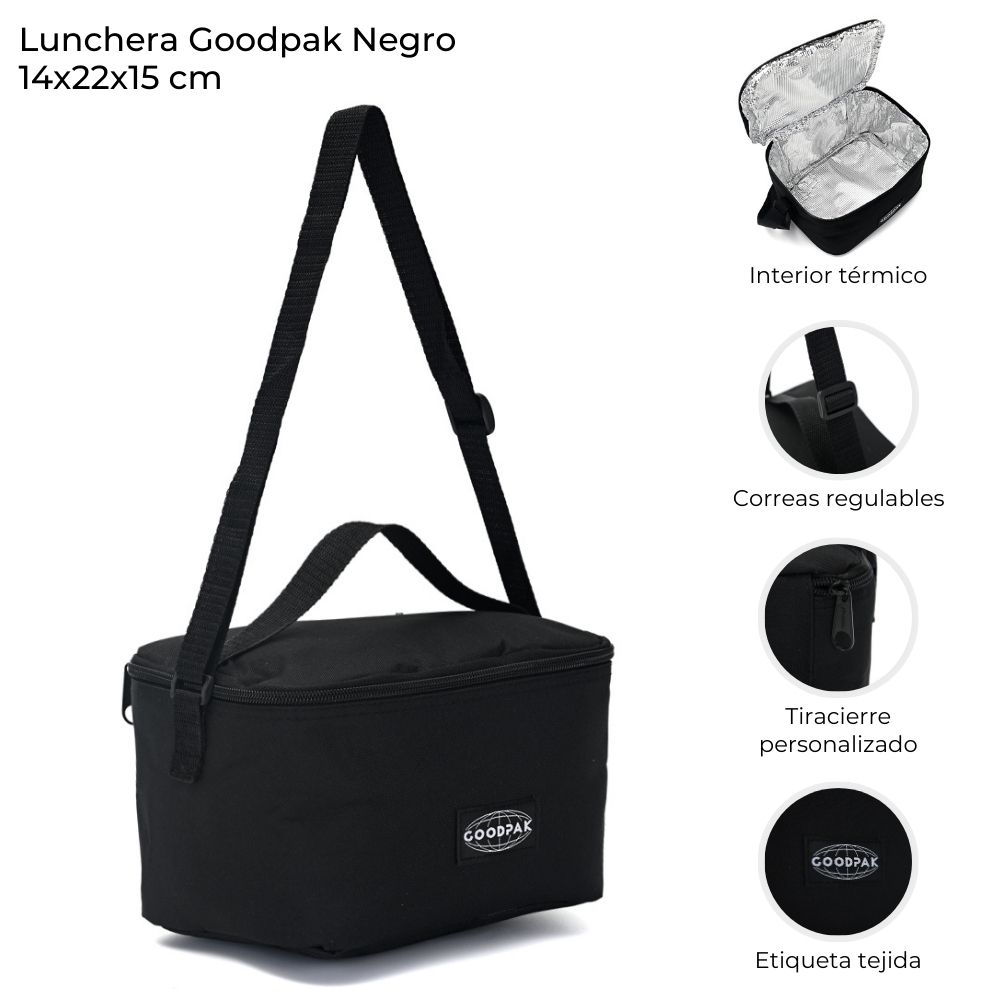 LUNCHERA GOODPAK LISA NEGRA 14*22*15