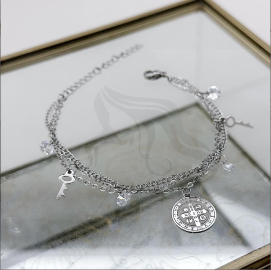 A.QUIR PULSERA FINA DOBLE STRAS SAN BENITO 22CM