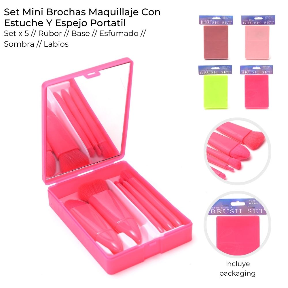 SET X 5 PZ MIN BROCHES EN ESTUCHE C/ESPEJO