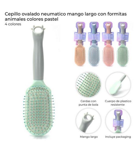 CEPILLO OVALADO NEUMATICO MANGO LARGO F/ANIMALITO