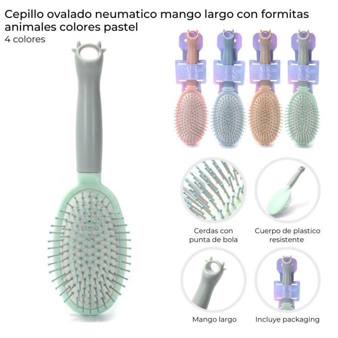 CEPILLO OVALADO NEUMATICO MANGO LARGO F/ANIMALITO
