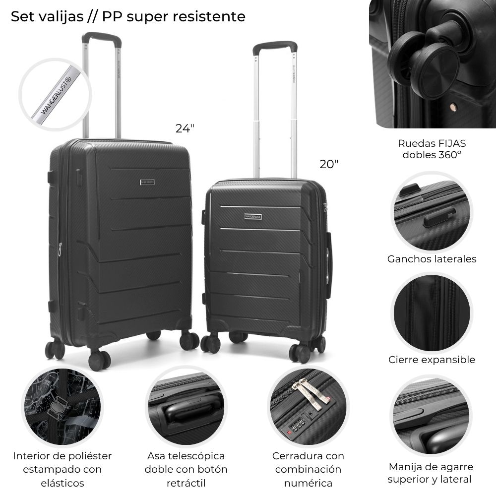 VALIJA * SET X 2 EXPANDINBLE WANDERLUST GRIS OSCURO