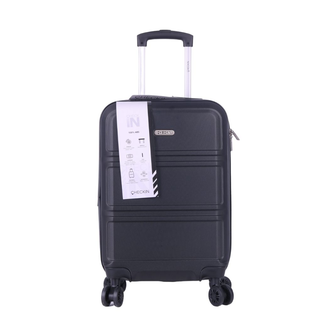 VALIJA HARD CHECK NEGRA EXPANDIBLE 4 RUEDAS 360°