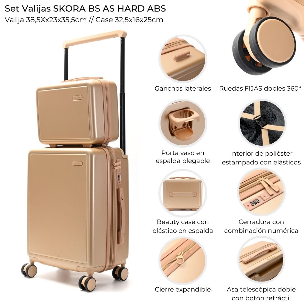 VALIJA X 2 SKORA EXPANDIBLE GOLD 20