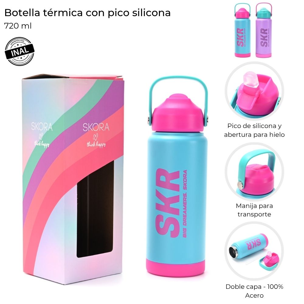 BOTELLA CANTIMPLORA TERMICA 720 ML PICO SILICONA