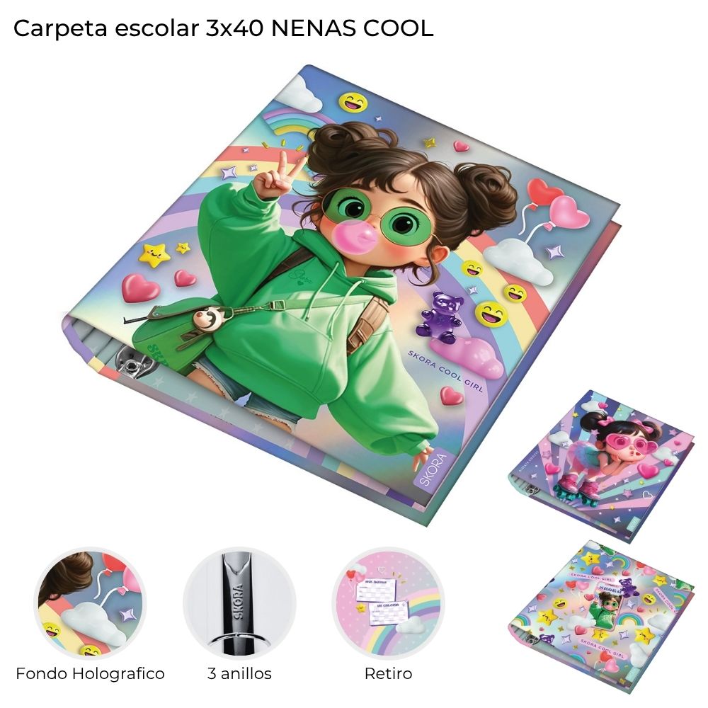 CARPETA ESCOLAR 3X40 NENAS COOL