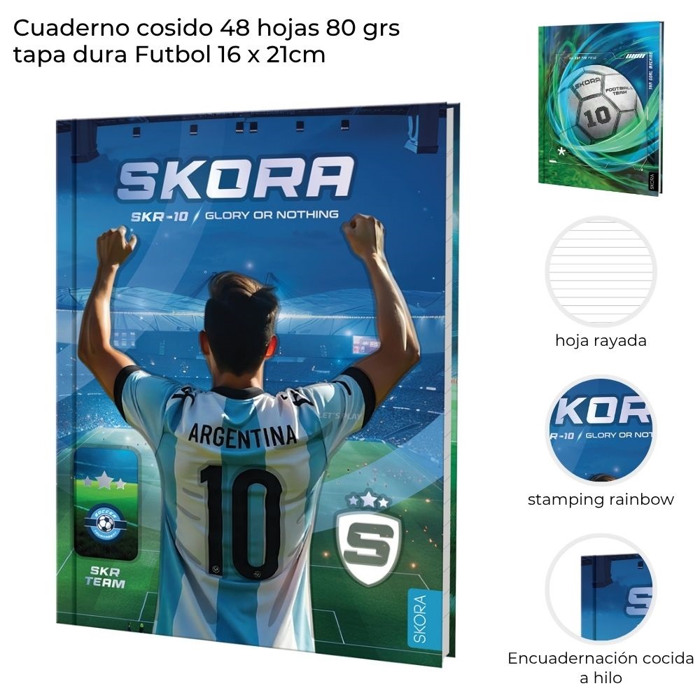 CUAD ESCOLAR SKORA T/D 80GRS X 48HS FUTBOL