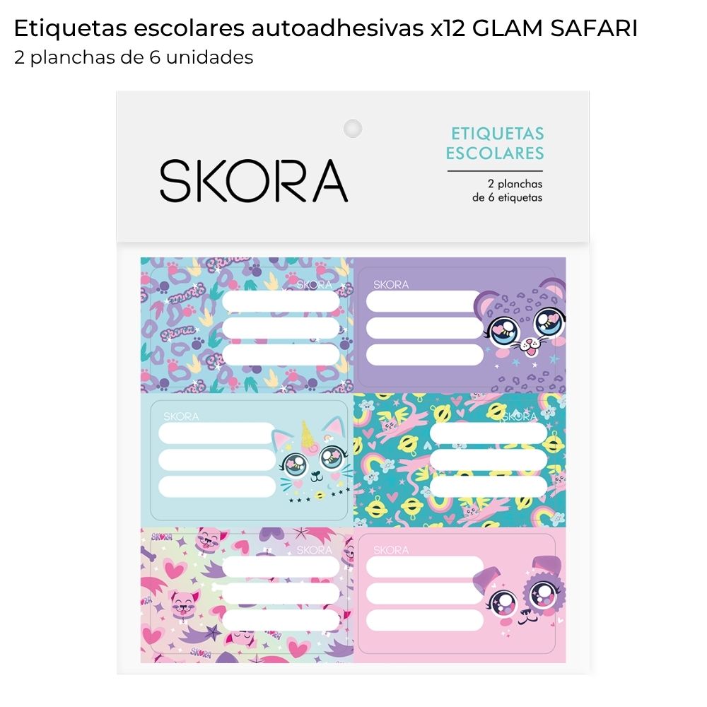 ETIQUETA ESCOLAR FANTASIA X 12 GLAM SAFARI