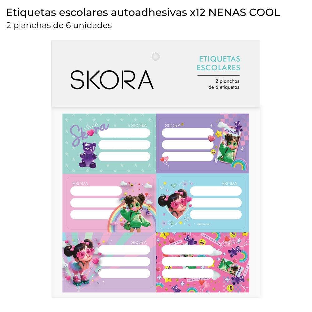 ETIQUETA ESCOLAR FANTASIA X 12 NENAS COOL