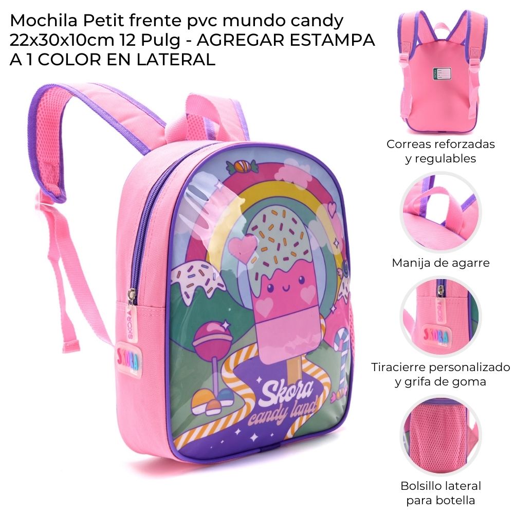 MOCHILA PETIT FRENTE PVC MUNDOCANDY 22*30*10 12