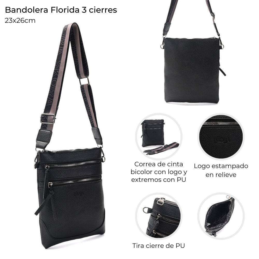 BANDOLERA FLORIDA 3 CIERRES 23*26