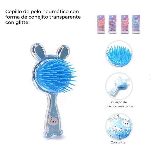 CEPILLO NEUMATICO F/CONEJITO TTE C/GLITTER EN CAJA