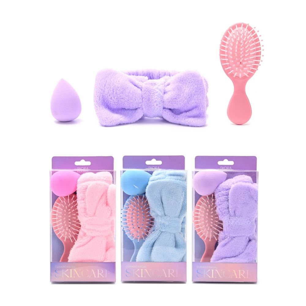 SCKINCARE * VINCHA, CEPILLO Y ESPONJA (SET X 3)