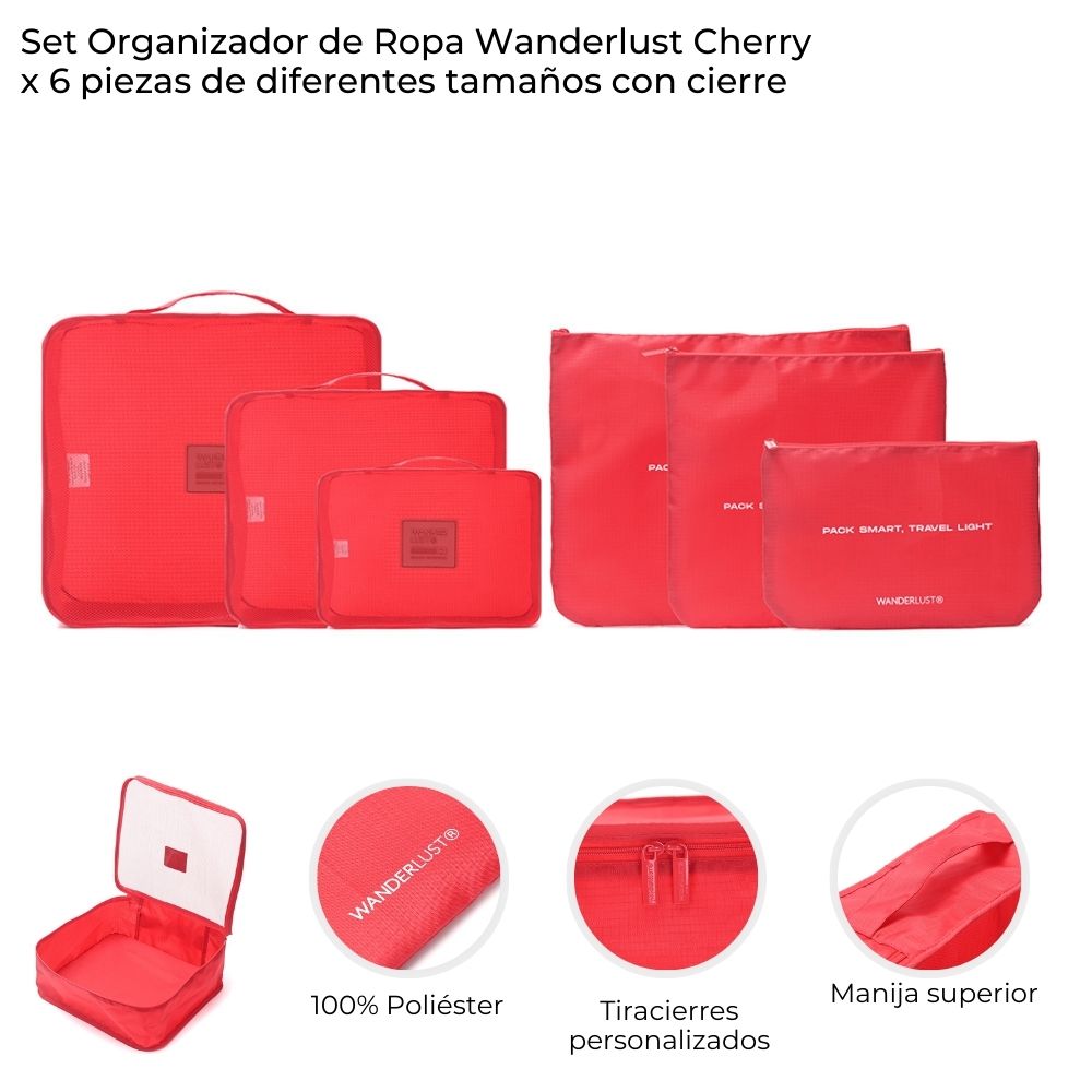 SET DE VIAJE * ORGANIZADORES X 6 PZ (TAMAÑOS DIFERENTES)