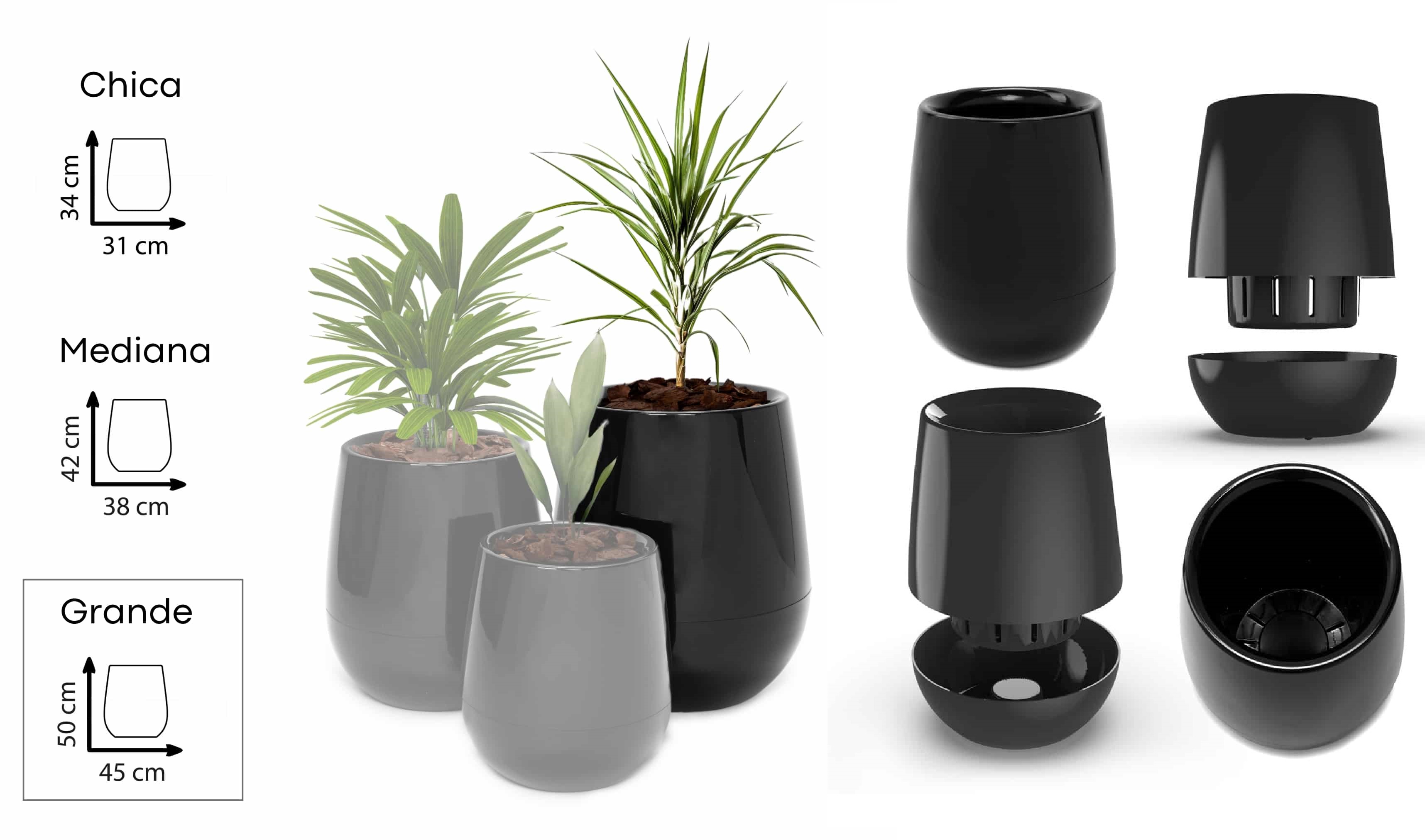 MACETA DECO UOVO AUTORRIEGO NRO 3 50*45