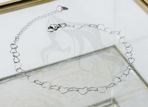 PULSERA A.QUIR ESLABON CORAZONES 24CM