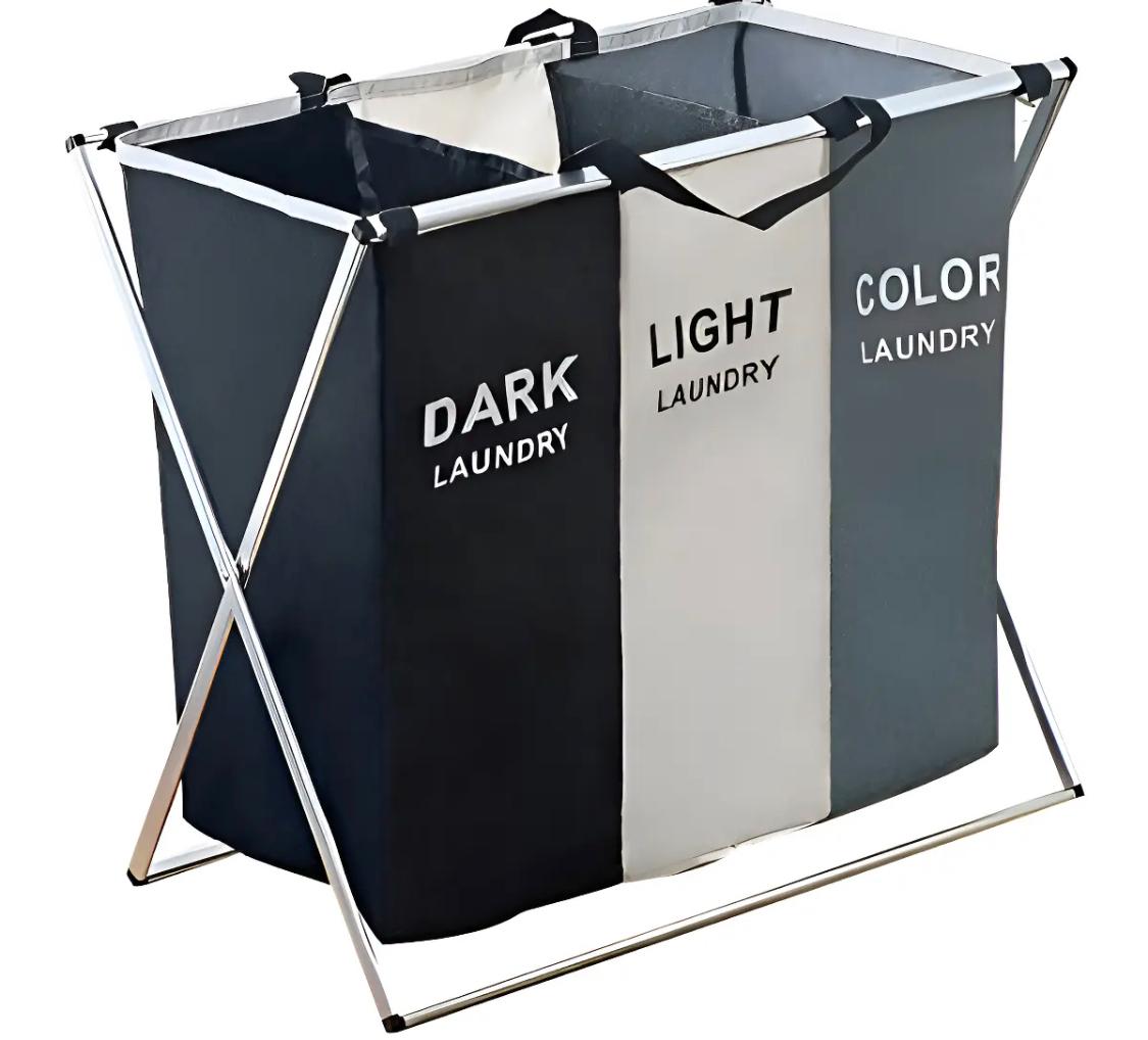 CANASTO CESTA TELA P/ROPA TRIPLE EN CAJA