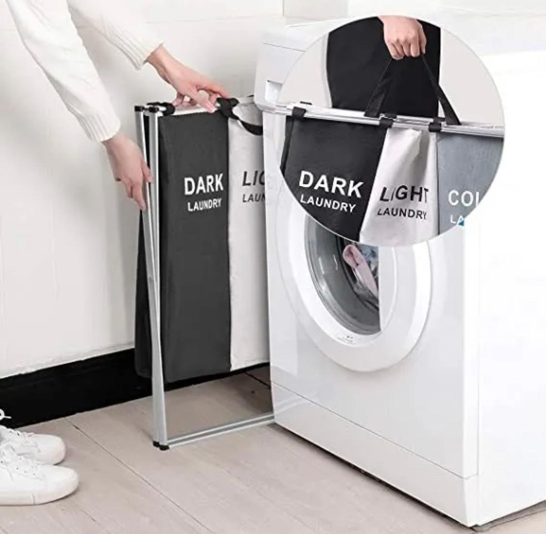 CANASTO CESTA TELA P/ROPA TRIPLE EN CAJA