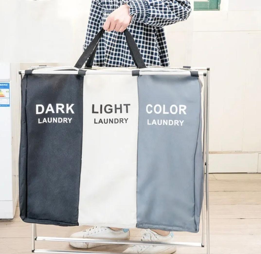 CANASTO CESTA TELA P/ROPA TRIPLE EN CAJA