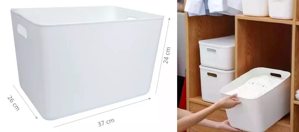 CAJA CANASTO MODERNA TAPA BLANCO 37X26X24CM N°5