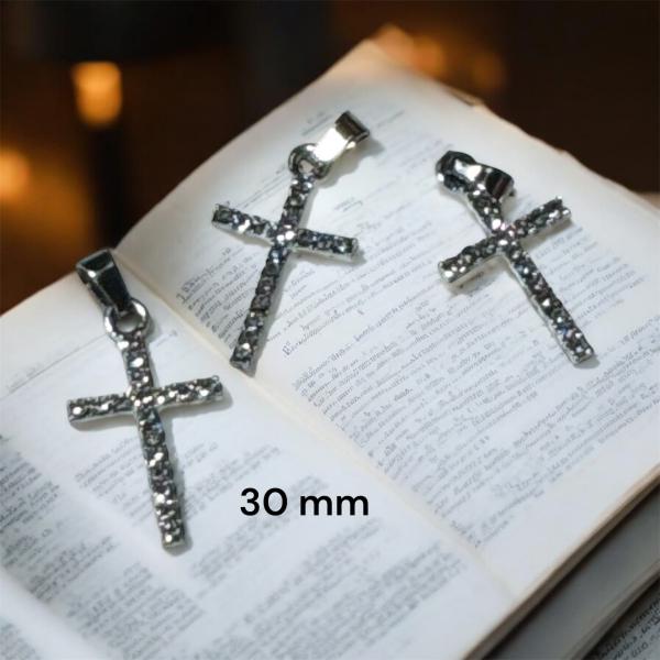 DIJE ACERADO 30MM CRUZ C/STRASS