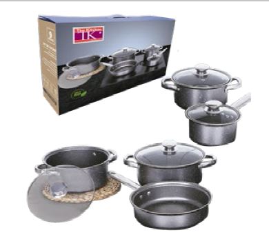 ANTIADHERENTE * SET X 9 PIEZAS -4 CAC C/TAPA + SARTEN